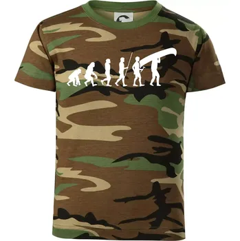 Evoluce kanoe nad hlavou - Dětské maskáčové triko - 146 cm/10 let ( Hnědý maskáč )