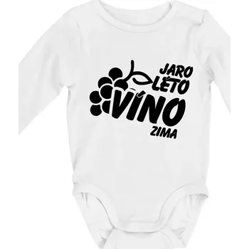 Jaro, léto, víno, zima - Body kojenecké s dlouhým rukávem - Dlouhý r. do 3 měs ( Bílá )
