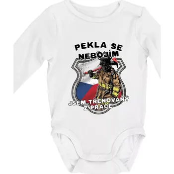 Hasič jsem trénovaný z práce - Body kojenecké s dlouhým rukávem - Dlouhý r. 3-6 měs ( Bílá )