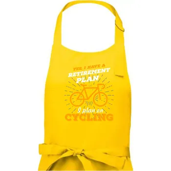 Kuchyňská zástěra Oranžové kolo - Yes, I have a retirement plan, I plan on cycling - Pánská zástěra na vaření - Univerzální velikost ( Žlutá )