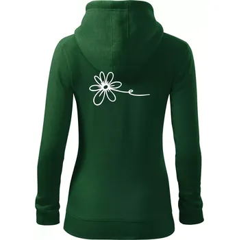 Dámská mikina Kopretina - Dámská mikina trendy zipper s kapucí - 2XL ( Lahvově zelená )