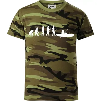 Evoluce kanoe krátká - Dětské maskáčové triko - 104-110cm / 3-4 roky ( Zelený maskáč )