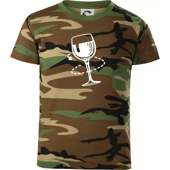 Víno someliér - Dětské maskáčové triko - 104-110cm / 3-4 roky ( Hnědý maskáč )