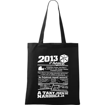 Nákupní taška 2013 v kostce - Taška bavlněná - 42 x 38 cm ( Černá )