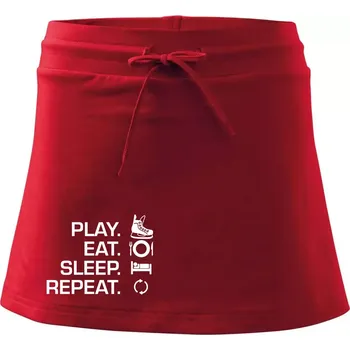 Dámské oblečení Play Eat Sleep Repeat hokej - Sportovní sukně - two in one - M ( Červená )