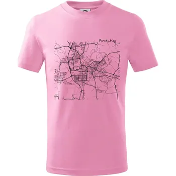 Mapy měst černobílé Pardubice - Tričko dětské bavlněné - 122 cm/6 let ( Růžová )
