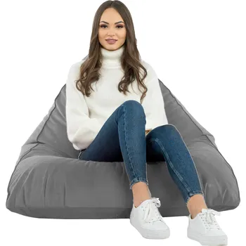 Taburet Taburet PLYŠOVÝ k sezení BERMUDY křeslo ŠEDÝ