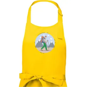 Kuchyňská zástěra Barevný párový motiv na hory - Pánská zástěra na vaření - Univerzální velikost ( Žlutá )
