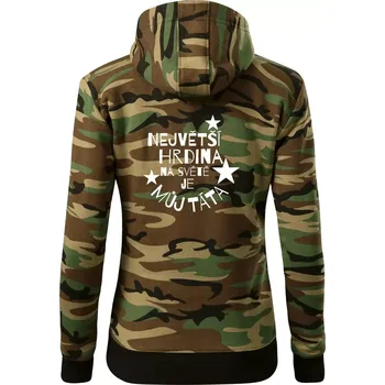 Dámská mikina Nejvetší hrdina na Světě je můj táta - Dámská mikina trendy zipper s kapucí - L ( Hnědý maskáč )