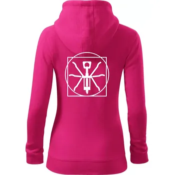 Dámská mikina Vitruviánský otvírák - Dámská mikina trendy zipper s kapucí - M ( Purpurová )