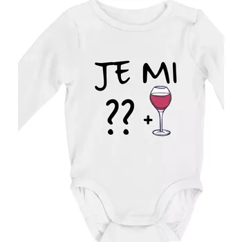 Kojenecký body Je mi ?? + víno (Váš věk) - Body kojenecké s dlouhým rukávem - Dlouhý r. do 3 měs ( Bílá )