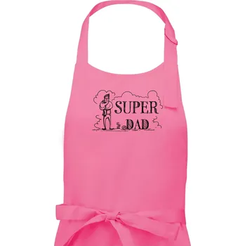 Kuchyňská zástěra Kreslený nápis super dad - Dámská zástěra na vaření - Univerzální velikost ( Růžová )