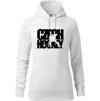 Dámská mikina Czech hockey - nápis s hokejistou - Mistrovství světa v ledním hokeji 2026 - Mikina dámská Cape s kapucí - M ( Bílá )