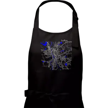 Kuchyňská zástěra Budějce - Mapa s vodními toky - Pánská zástěra na vaření - Univerzální velikost ( Černá )