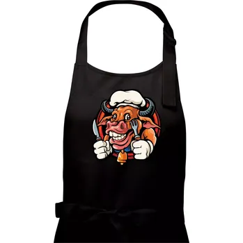 Kuchyňská zástěra Kráva na gril - Pánská zástěra na vaření - Univerzální velikost ( Černá )