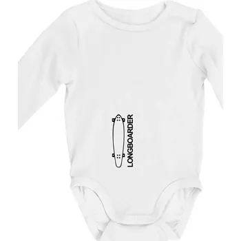 Longboard na výšku - Body kojenecké s dlouhým rukávem - Dlouhý r. do 3 měs ( Bílá )
