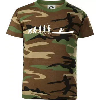 Evoluce kanoe stará - Dětské maskáčové triko - 104-110cm / 3-4 roky ( Hnědý maskáč )