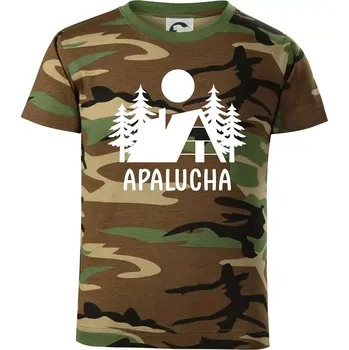 Apalucha chalupa - Dětské maskáčové triko - 134 cm/8 let ( Hnědý maskáč )