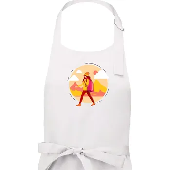 Kuchyňská zástěra Barevný párový motiv na hory - Dámská zástěra na vaření - Univerzální velikost ( Bílá )