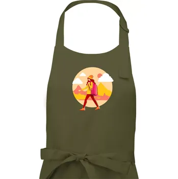 Kuchyňská zástěra Barevný párový motiv na hory - Dámská zástěra na vaření - Univerzální velikost ( Khaki )