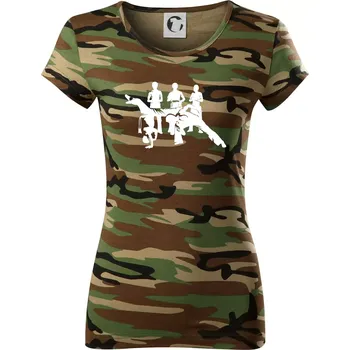 Dámské tričko Capoeira všichni - Dámské maskáčové triko - XL ( Hnědý maskáč )