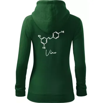 Dámská mikina Barová chemie - víno - Dámská mikina trendy zipper s kapucí - XS ( Lahvově zelená )