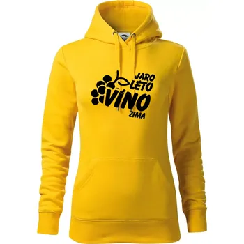 Dámská mikina Jaro, léto, víno, zima - Mikina dámská Cape s kapucí - S ( Žlutá )