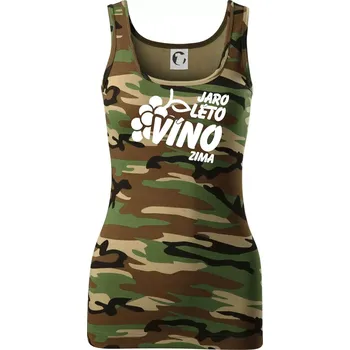 Dámské tričko Jaro, léto, víno, zima - Dámské Maskáčové tílko - S ( Hnědý maskáč )