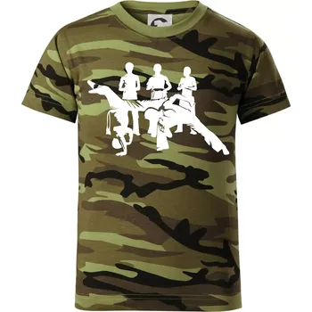 Capoeira všichni - Dětské maskáčové triko - 146 cm/10 let ( Zelený maskáč )