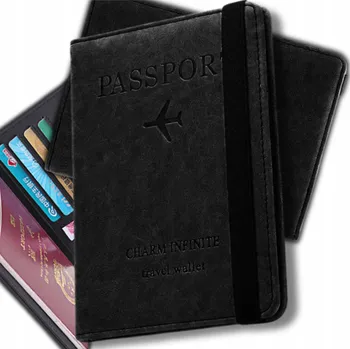 Cestovní pouzdro na doklady, pas RFID proti krádeži, černá peněženka
