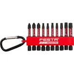FESTA Sada úderových rázových bitů 10ks, prodloužené 50mm, PH, PZ, TORX, s karabinou