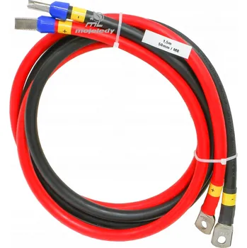elektrický kabel Sada 2x 150cm kabel LGY 50mm² s oky M8 pro akumulátory a měniče