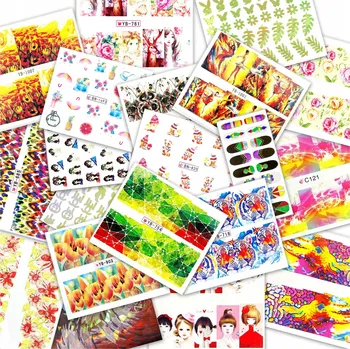 Samolepky na Zdobení Nehtů Mix Různé Vzory Motivy Barevné SADA 20v1