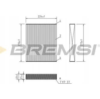 Kabinový filtr Bremsi FC0422 Filtr, větrání prostoru pro cestující