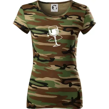 Dámské tričko Víno someliér - Dámské maskáčové triko - XS ( Hnědý maskáč )