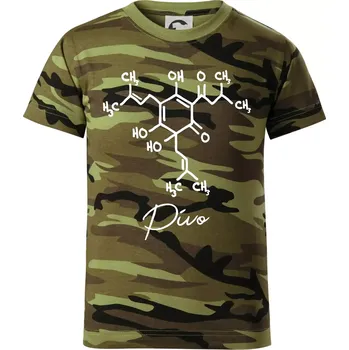 Chlapecké tričko Barová chemie - pivo - Dětské maskáčové triko - 146 cm/10 let ( Zelený maskáč )