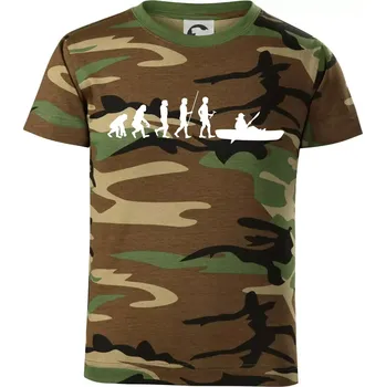 Evoluce kanoe krátká - Dětské maskáčové triko - 122 cm/6 let ( Hnědý maskáč )