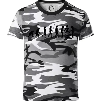 Chlapecké tričko Evoluce sklípek - Dětské maskáčové triko - 122 cm/6 let ( Šedý maskáč )