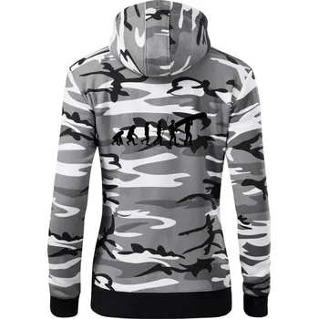 Dámská mikina Evoluce kanoe nad hlavou - Dámská mikina trendy zipper s kapucí - S ( Šedý maskáč )