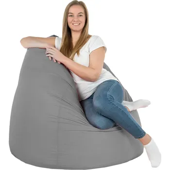 Křeslo ŠEDÝ VAK XXL EKO KŮŽE TABURET KŘESLO