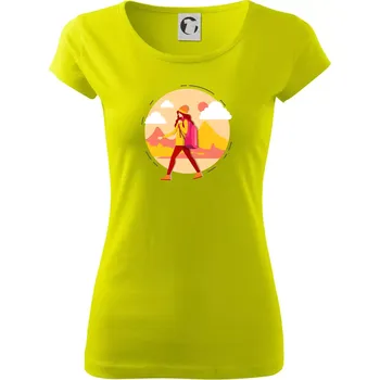 Dámské tričko Barevný párový motiv na hory - Dámské triko Pure - S ( Limetková )