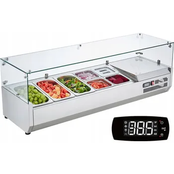 VEVOR Chladicí Vitrína Nerezová Ocel s PC Krytem 1305x404x450MM