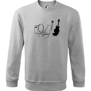 Chlapecké tričko Kočka a kytara WC - Mikina Essential dětská - 146 cm/10 let ( Světlešedý Melír )