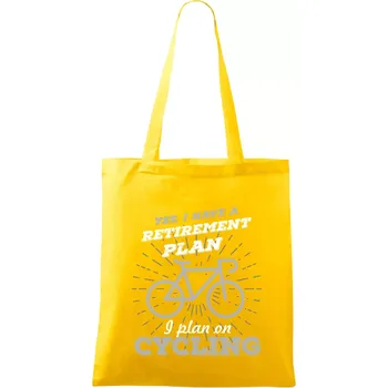 Nákupní taška Šedé kolo - Yes, I have a retirement plan, I plan on cycling - Taška bavlněná - 42 x 38 cm ( Žlutá )