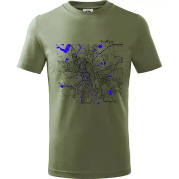 Budějce - Mapa s vodními toky - Tričko dětské bavlněné - 104-110cm / 3-4 roky ( Khaki )