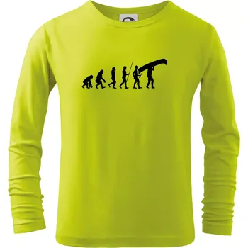 Dětská móda Evoluce kanoe nad hlavou - Triko dětské Long Sleeve - 104-110cm / 3-4 roky ( Limetková )