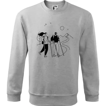 Kreslený pár na výletě - Mikina Essential dětská - 146 cm/10 let ( Světlešedý Melír )