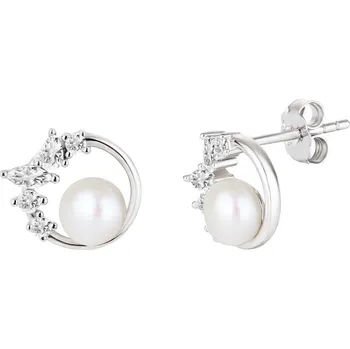 Náušnice Preciosa Stříbrné náušnice Innocence s říční perlou a kubickou zirkonií Preciosa 5385 01