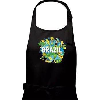 Kuchyňská zástěra Brazílie Barevný obrázek - Pánská zástěra na vaření - Univerzální velikost ( Černá )