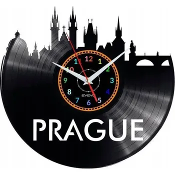 Hodiny Praha NÁSTĚNNÉ HODINY DEKORATIVNÍ MODERNÍ VINYLOVÁ DESKA